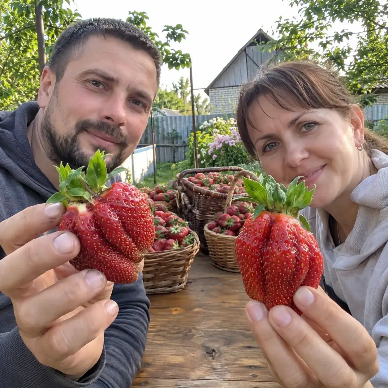 Подружжя показує полуницю Гранде